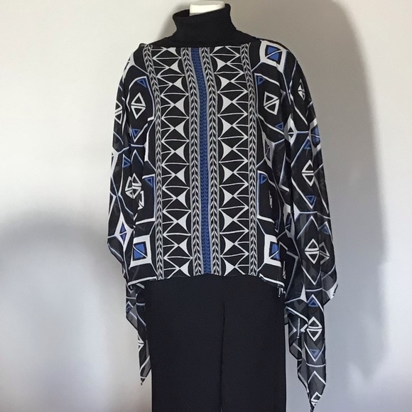 Vince Camuto Tops - Vince Camuto Blue, Black and White Poncho
